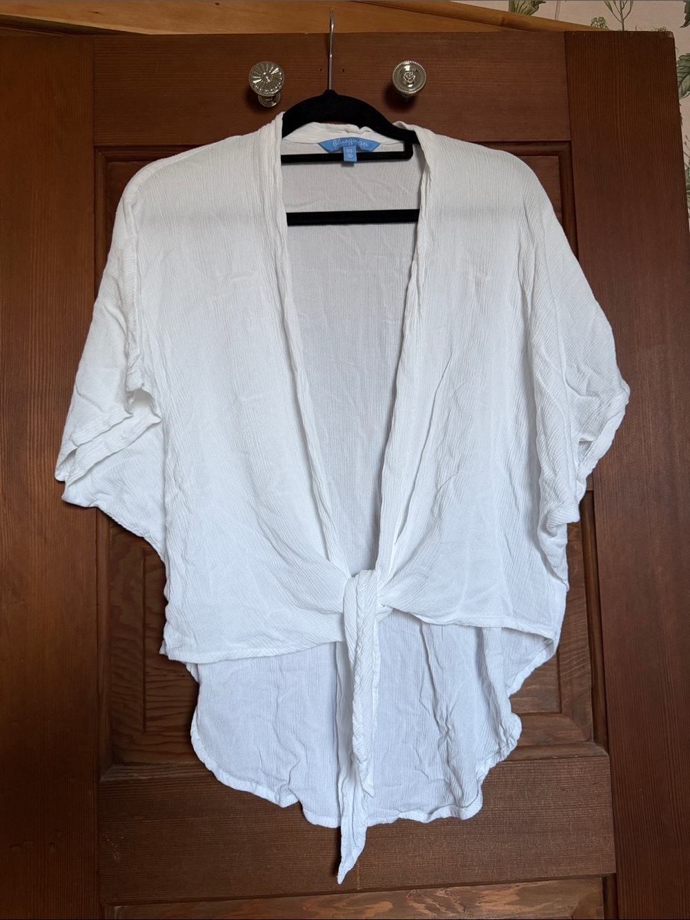 Blue Ginger J Wrap Lightweight White Tie-Front Women's Top One Size